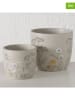 Boltze 2-delige set: overpotten "Meadow" beige/wit/geel