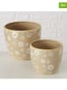 Boltze 2-delige set: overpotten "Honey" beige/wit