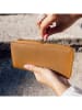 ATELIERS SAINT GERMAIN Leder-Geldbörse in Camel - (B)19 x (H)10 x (T)2,5 cm
