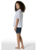 Schiesser Pyjama wit/donkerblauw