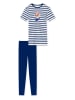 Schiesser Pyjama in Dunkelblau/ Weiß