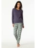 Schiesser Pyjama in Lila/ Grün