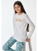 Schiesser Pyjama turquoise/wit