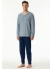 Schiesser Pyjama in Hellblau/ Dunkelblau