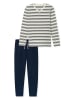 Schiesser Pyjama in Creme/ Dunkelblau