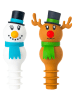 Vigar Zatyczki (2 szt.) "Snowm. & Rudolph" ze wzorem do butelek - wys. 10,5 cm
