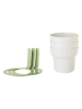 Vigar 3-delige set: wandbloempotten groen/wit - (H)16 x Ø 14 cm