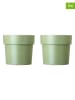 Vigar 2-delige set: bloempotten "Urban garden" groen - (H)16 x Ø 17,5 cm