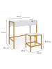 IDOMYA Essentials 2-delige set: kaptafel en kruk "Glam" wit/goudkleurig