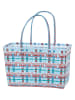 Overbeck and Friends Shopper "Berta" in Hellblau/ Rot - (B)43 x (H)28 x (T)23 cm