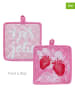 Overbeck and Friends 2er- Set: Topflappen ''Très Jolie'' in Rosa/ Rot - (L)20 x (B)20 cm