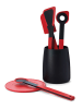 Woll Utensilienbehälter in Schwarz/ Rot - (H)15 x Ø 12 cm