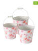 Boltze 3-delige set: decoratieve emmers "Rosella" wit/lichtroze
