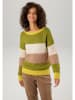 Aniston Pullover in Grün/ Beige