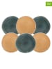 Ard'time 6-delige set: dinerborden "Coralia" beige/oranje/groen - Ø 27 cm