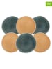 Ard'time 6er-Set: Dessertteller "Coralia" in Beige/ Orange/ Grün - Ø 20,5 cm
