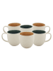 Ard'time 6er-Set: Tassen "Coralia" in Beige/ Orange/ Grün - 310 ml