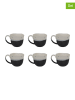 Ard'time 6er-Set: Kaffeetassen "Japandi" in Schwarz/ Weiß - 250 ml