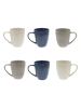 Ard'time 6-delige set: koffiekoppen "Oia" grijs/crème/blauw - (H)10 x Ø 8 cm