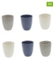 Ard'time 6er-Set: Becher "Oia" in Blau/ Grau/ Creme - 200 ml