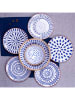 Ard'time 6er-Set: Speiseteller "Santorin" in Blau - Ø 26 cm