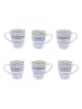 Ard'time 6-delige set: koffiekoppen "Santorin" blauw - (H)10 x Ø 8 cm