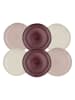 Ard'time 6-delige set: dinerborden "Terra" crème/paars/lichtroze - Ø 26 cm