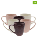 Ard'time 6er-Set: Kaffeetassen "Terra" in Creme/ Lila/ Rosa - (H)10,5 x  Ø 9,5 cm
