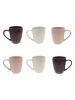 Ard'time 6er-Set: Kaffeetassen "Terra" in Creme/ Lila/ Rosa - (H)10,5 x  Ø 9,5 cm