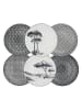 Ard'time 6-delige set: dinerborden "Villa Les Pins" zwart/wit - Ø 27 cm
