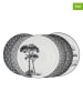 Ard'time 6-delige set: ontbijtborden "Villa Les Pins" zwart/wit - Ø 20,5 cm