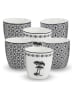 Ard'time 6er-Set: Becher "Villa Les Pins" in Weiß/ Schwarz - 200 ml
