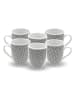 Ard'time 6-delige set: koffiekoppen "Villa Les Pins" zwart/wit - (H)10 x Ø 8,5 cm