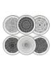 Ard'time 6-delige set: dinerborden "Yucatan" wit/zwart - Ø 26,5 cm