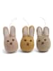 Gry & Sif 3-delige set: decohanger ''Mini Bunnies'' beige/okergeel - (L)5,75 cm