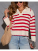 Milan Kiss Pullover in Creme/ Rot