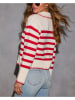 Milan Kiss Pullover in Creme/ Rot