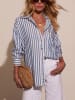 Milan Kiss Bluse in Weiß/ Blau
