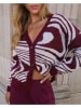 Milan Kiss Cardigan in Bordeaux/ Weiß