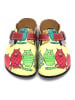 Calceo Clogs in Gelb/ Rot/ Grün