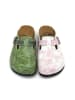 Calceo Clogs in Grün/ Weiß/ Rosa