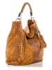 Anna Morellini Leder-Schultertasche "Alessandra" in Camel - (B)38 x (H)36 x (T)14 cm