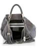 Anna Morellini Leder-Schultertasche "Alessandra" in Grau - (B)38 x (H)36 x (T)14 cm
