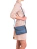 Anna Morellini Leder-Umhängetasche "Alice" in Blau - (B)22 x (H)18 x (T)2 cm