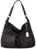 Anna Morellini Leder-Schultertasche "Camilla" in Schwarz - (B)36 x (H)29 x (T)10 cm