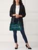 Anna Morellini Leder-Henkeltasche "Eloisa" in Türkis - (B)38 x (H)28 x (T)16 cm