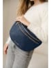 Anna Morellini Leder-Brustbeutel "Lorenza" in Dunkelblau - (B)36 x (H)22,5 x (T)12 cm