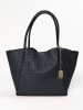 Anna Morellini Leder-Schultertasche "Magliana" in Schwarz - (B)38 x (H)30 x (T)2 cm