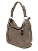 Anna Morellini Leder-Schultertasche "Forena" in Taupe - (B)32 x (H)25 x (T)11 cm