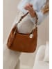 Anna Morellini Leder-Schultertasche "Forena" in Hellbraun - (B)32 x (H)25 x (T)11 cm